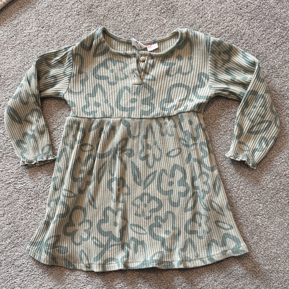 Zara Girl Kids Green Ribbed Dress